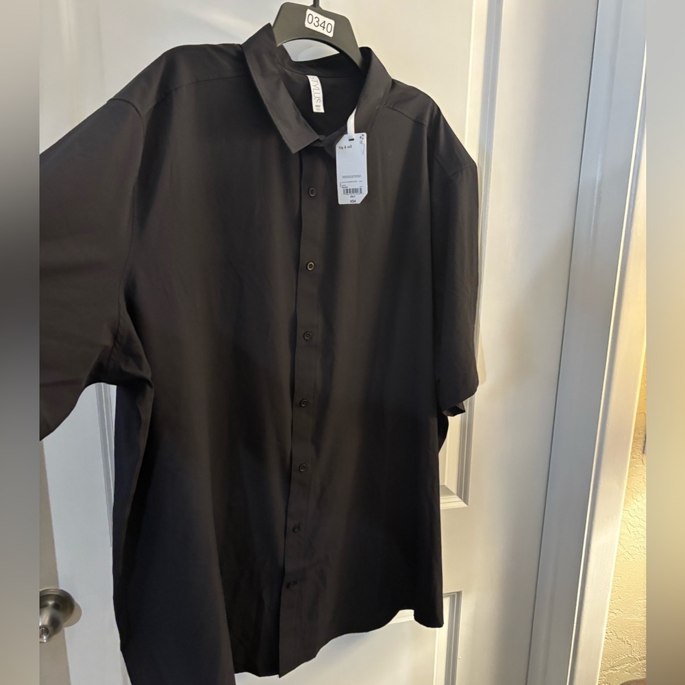 Men's Stylus Black Short Sleeve Button -up Shirt Sz 3XLT